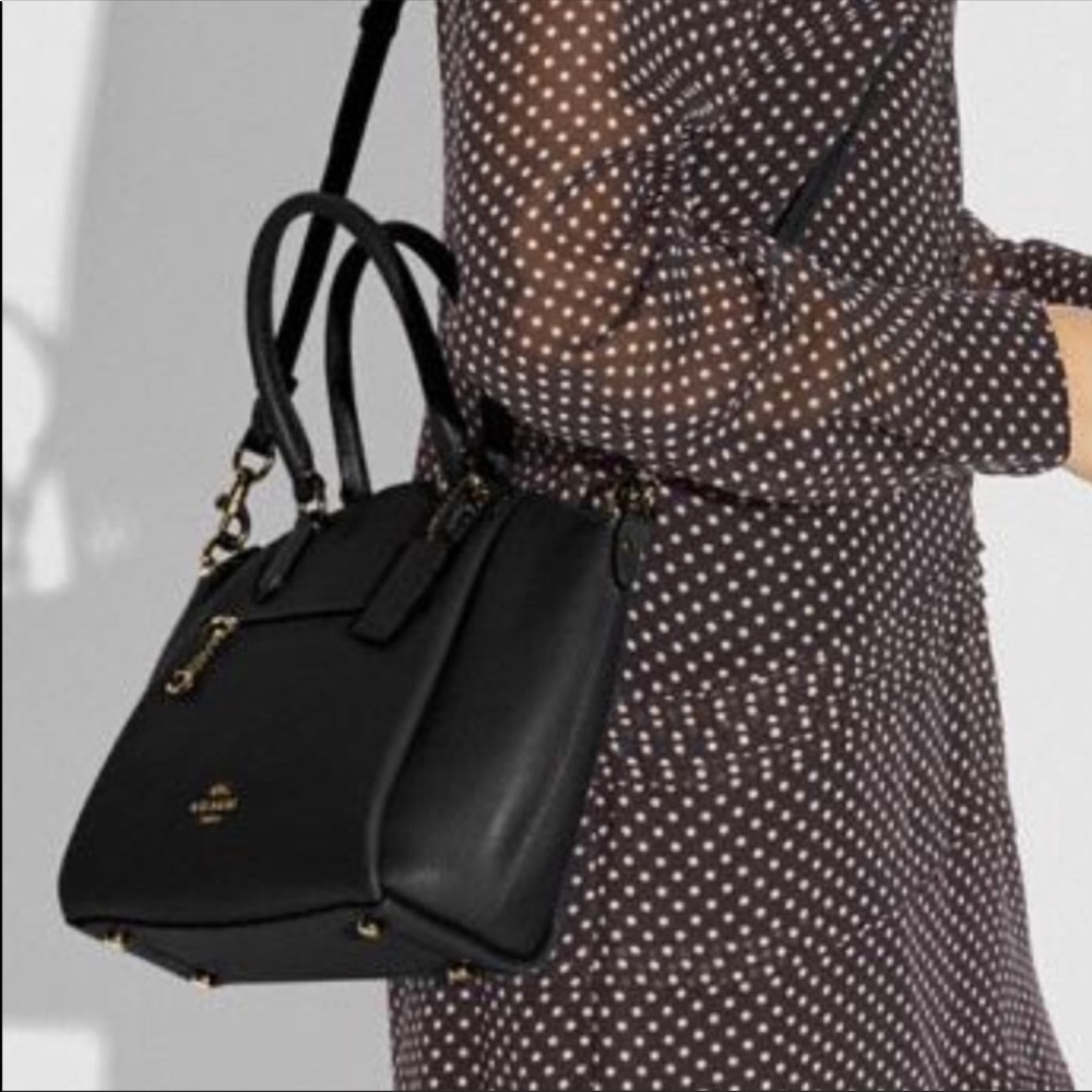 Original Coach Bag Satchel Crossbody Black/Gold